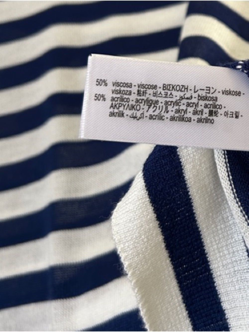 Zara Navy and White Striped Long-Sleeve Crewneck Silky Soft Tissue Knit Sweater - Picture 8 of 9